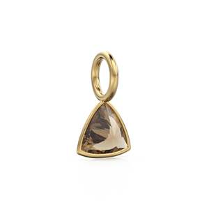 Colgante de Cuarzo Ahumado de 5mm en Oro Amarillo Sólido de 14k con Engaste para Joyería / Piedra de Nacimiento de Junio / Gema Marrón con Corte Trillón - Product Image 5