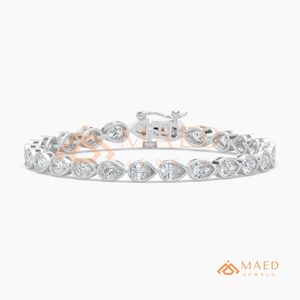 สร้อยข้อมือเทนนิสประดับมอยซาไนต์ทรงลูกแพร์เงิน 925 สำหรับผู้หญิง เครื่องประดับแฟชั่นหรูหราสไตล์เบเวอร์ลี่ฮิลส์ ดีไซน์หรูหรา - Product Image 5