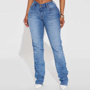 OEM Pantalon de jogging en denim pour femme, style streetwear, couleur unie, respirant, coupe slim, en coton, pour l'été - Product Image 6