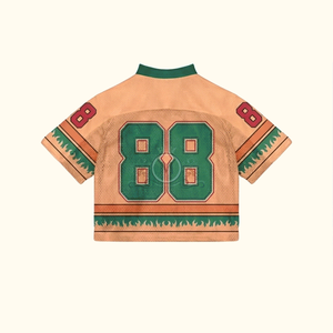 Maillot de hockey sur glace personnalisé, col en V, manches courtes, maille respirante en polyester, vêtements de sport pour hommes adultes, numéro 88, design vert orange - Product Image 3