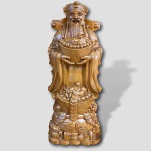 Handcrafted Rosewood Wealth Deity <b>Statue</b> Traditional Feng Shui Wooden Sculpture for Home Business Decoration - Product Image 1