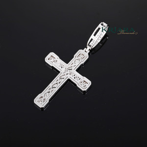 Colgante de Cruz de Moissanita en Plata 925 con Baño de Rodio, Estilo Hip Hop, Unisex, para Uso Diario - Product Image 3