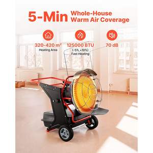 Calentador de espacio Industrial portátil de 125000 BTU, ruedas de temperatura ajustables diésel de queroseno radiante para construcción de talleres en el lugar de trabajo - Product Image 2
