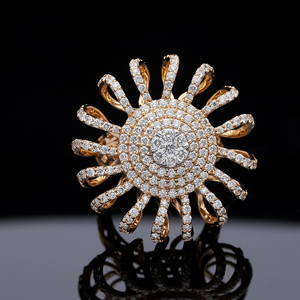 Luxury 18K Solid <b>Gold</b> <b>Cocktail</b> <b>Ring</b> With Round Brilliant Cut Diamond Star Shape For Women Party Jewelry - Product Image 1