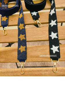 Beaded Star Pattern High Quality Eco-Friendly Lightweight Fashionable <b>Shoulder</b> <b>Strap</b> for Handbags Blue Black Colors Gold - Product Image 2