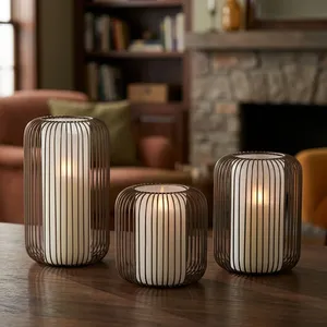 Lanterne porte-bougie de Noël en fer, faite à la main, imperméable et écologique, pour la décoration de la maison - Product Image 5