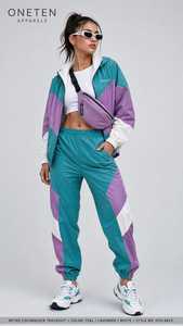 Conjunto Deportivo de 2 Piezas para Mujer, con Bloques de Color, Sudadera con Capucha y Cremallera, Pantalones Deportivos Transpirables y Ligeros de Poliéster, Estilo Casual de Verano - Product Image 3