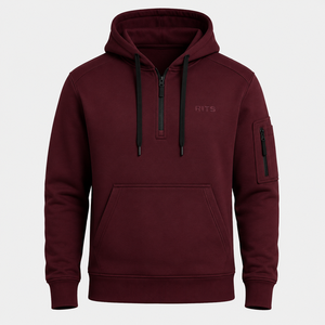 Sudadera con Capucha Negra para Hombre, con Cierre, Bolsillo con Cremallera, Logotipo Frontal, 100% Algodón, Corte Holgado, Ecológica y Transpirable - Product Image 1