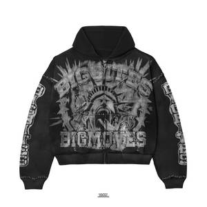 Sweat à capuche zippé personnalisé avec logo, en molleton épais, coupe oversize, unisexe, streetwear, veste d'hiver, qualité OEM ODM - Product Image 1