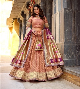 Indian Ethnic Traditional Designer Poly Cotton <b>Lehenga</b> Choli with Zari Weaving Work for Wedding Outfit for <b>Women</b> Fancy Wear - Product Image 1