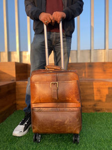 Valise OEM Premium Haute Qualité 100% Valise à roulettes en cuir véritable Bagages de voyage Valises Sac à roulettes Matériau longue durée - Product Image 2