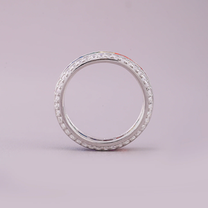 Bague classique Eternity avec diamants naturels ronds sertis pavé, plaqué rhodium, argent 925, unisexe, pour mariage et fiançailles - Product Image 1