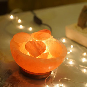Premium Carved Modern Natural Fire Bowl Salt Lamp Decorative Home Decor - Product Image 4