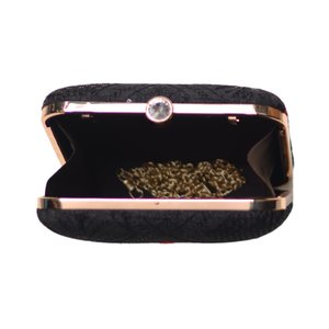 <b>Black</b> And Red Floral Embroidery Clutch <b>Bag</b> Elegant Designer <b>Evening</b> Purse for Women Events - Product Image 3