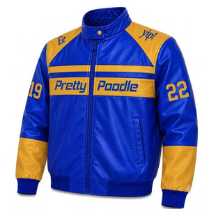 Chaqueta Deportiva Azul Pretty Poodle de la Hermandad Sigma Gamma Rho, Chaqueta Deportiva para Mujer con Cierre de Cremallera y Letras en la Manga, de Cuero Sintético - Product Image 2