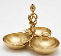 Support à noix en forme de lotus doré, nouveau style chinois, assiette à collation en métal