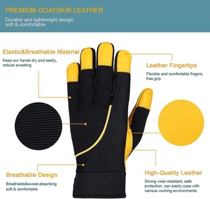 Guantes de trabajo de calidad superior al por mayor, puños parcheados de cuero de grano de vaca y Palma, proveedor directo de fábrica, pantalla táctil de construcción - Product Image 2