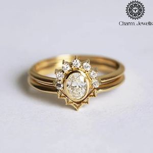 Charm_Jewells Women's Classic Gold Plated <b>Cushion</b> Cut Moissanite Engagement Ring IGI Certified Vintage <b>Star</b> Prong Setting - Product Image 1