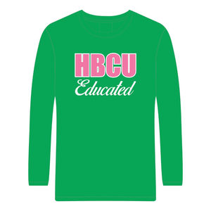 Camiseta de Manga Larga Verde para Estudiantes de HBCU, 100% Algodón, Bordado Chenille, Sororidad Griega, Divine Nine Apparel, Personalizable - Product Image 2