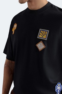 Camiseta Negra de Manga Corta para Hombre, Cuello Redondo, Talla Grande, 100% Algodón Jersey, Informal, Transpirable, Ecológica, con Logotipo Frontal - Product Image 4