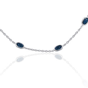 Collier en argent sterling 925 avec topaze bleue de Londres pour femme, bijou minimaliste avec pierre précieuse topaze ovale, cadeau idéal - Product Image 2