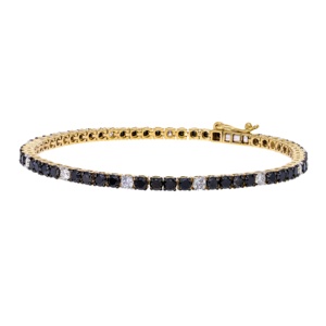 Bracelet tennis pour femme en or 14 carats, diamants naturels taille brillant 0,84 carats au total, plaqué rhodium bicolore 3,64 carats au total, symétrique - Product Image 1