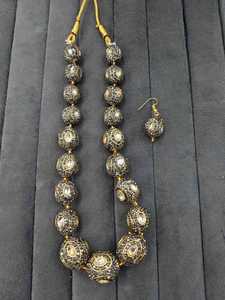 Indian Bridal Mala <b>Long</b> <b>Necklace</b> Set Girls Women party with Rose Quartz Pear Cut Crystals and Matching Earrings for Wedding - Product Image 3