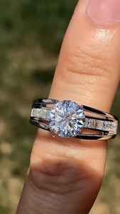 Anillo de compromiso de moissanita con corte redondo para mujer, plata 925 con baño de rodio, propuesta de matrimonio, regalo nupcial, joyería - Product Image 4