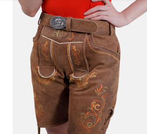 Women Trachten Lederhosen Traditional Bavarian Leather Shorts Oktoberfest Wear Lederhosen Damen Bavarian Style - Product Image 2