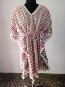 Boho V-neck Floral Print Knee-Length Dress Flare Sleeve Frayed Edges Loose <b>Wrap</b> Short Kaftan Beach Casual Summer <b>Sweet</b> - Product Image 4