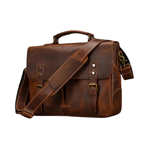 Classic <b>Leather</b> <b>Laptop</b> Briefcase Shoulder <b>Bag</b> Durable Office Business Style Unisex Handle Closure - Product Image 1