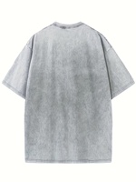 Kaos Katun 100% Acid Wash Berkualitas Tinggi Unisex Logo Custom Cetak Pola Solid Kain Rajut Ukuran Besar Lengan Pendek Kasual