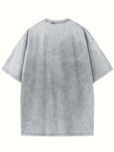 High Quality Acid Wash 100% Cotton T-<b>Shirt</b> Men Custom Logo Printed Solid Pattern Knitted Fabric <b>Oversized</b> Short Sleeve Casual - Product Image 2