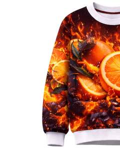 Sudadera Personalizada con Estampado 3D de Cítricos Rojos Flameantes, Cuello Redondo, Estilo Casual para Hombre, Sublimación Personalizada, Ropa Urbana - Product Image 3