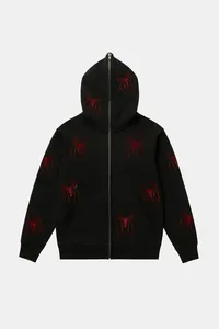 Sweat-shirt à capuche unisexe imprimé et brodé Spider-Man, pull sportif avec logo frontal, séchage rapide, poches, coupe classique - Product Image 6