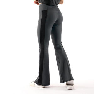 Women Mid Waist Flared Leg Yoga Pants Plaid Pattern Seamless Full Length Elastic Waist Spandex Polyester Fitness Wear - Product Image 5