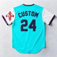 Maillot de baseball 100 % haute qualité pour homme avec logo blanc, manches courtes, coupe classique, impression sublimée à 100 % par RIVIAN ATLANTIC
