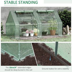 Serra Portatile 6x3x3 per Piccoli Giardini con 2 Coperture in PE/PVC, 2 Finestre Avvolgibili, Ecologica, per Esterni, Casa Calda per Piante Verdi - Product Image 5