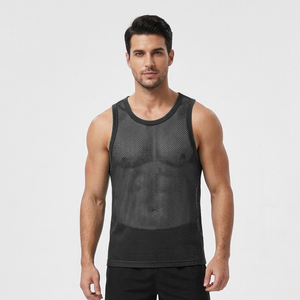 Prix d'usine – Nouveaux débardeurs de sport respirants en maille pour hommes – Gilets transparents en maille pour hommes en promotion - Product Image 4