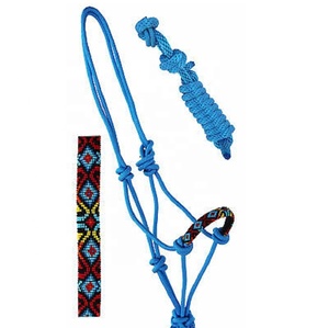 Colorido color azul hielo hecho a mano caballo cuerda con cuentas Halter con anudado Noseband caballo cuentas cuerda Halter caballo - Product Image 1