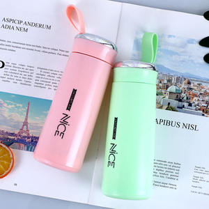 Personalizar Macaron bonito regalo publicitario forro de vidrio agua creativa Simple tienda departamental botella de estudiante con asa - Product Image 2