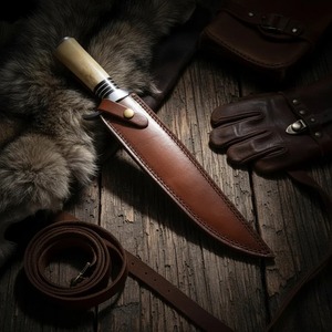 Cuchillo Bowie Vikingo Artesanal de Acero D2 con Mango de Hueso y Micarta, Hoja de 14 Pulgadas y 3mm de Grosor, Punta Caída |   Funda de Cuero Premium - Product Image 6