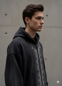 Ranzia Industry Factory Manufacturer Supply Men Zip Hoodie Men Zip Hoodie Distressed Embroidery Men Zip Hoodie - Product Image 3