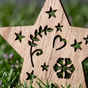 ของตกแต่งไม้รูปดาว งานแฮนด์เมด ตัดลาย ตกแต่งบ้าน งานฝีมือ รูปแบบดอกไม้ - Product Image 4