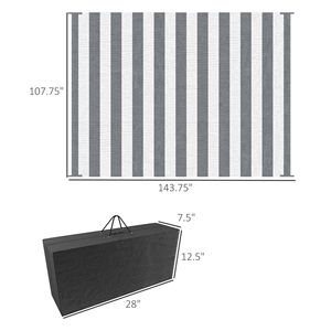 Tappeto per Esterni per Camper 9FT X 12FT Durevole, a Strisce Grigie e Bianche, con Borsa per il Trasporto, in Polipropilene, con Motivo a Corridoio, Ideale per Viaggi - Product Image 3