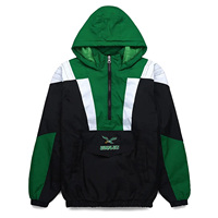 Veste Homme Personnalisée Grande Taille à Capuche, Patchwork, Broderie Hiver, Style Rétro Années 80-90, Légère, Manches Classiques, Fermeture Éclair en Nylon