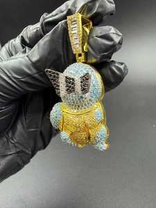 Colgante de Tortuga de Dibujos Animados, Joyería Hip Hop, Colgante Personalizado de Personaje de Dibujos Animados con Moissanita VVS, Colgante Chapado en Oro de Plata 925 con Incrustaciones de Diamantes - Product Image 4