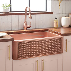Fregadero de cocina de cobre de alta resistencia, ideal para chefs caseros que realizan frecuentes rutinas de cocina y lavado, con construcción confiable. - Product Image 6