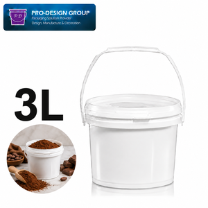 3L Food Safe Plastic <b>Bucket</b> <b>with</b> Flat <b>Lid</b> for Food Storage and Packaging - Product Image 1