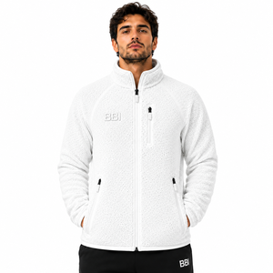 Veste polaire réversible unisexe personnalisée en molleton blanc pur, écologique, modèle neige, entièrement zippée, col montant, chaude - Product Image 1